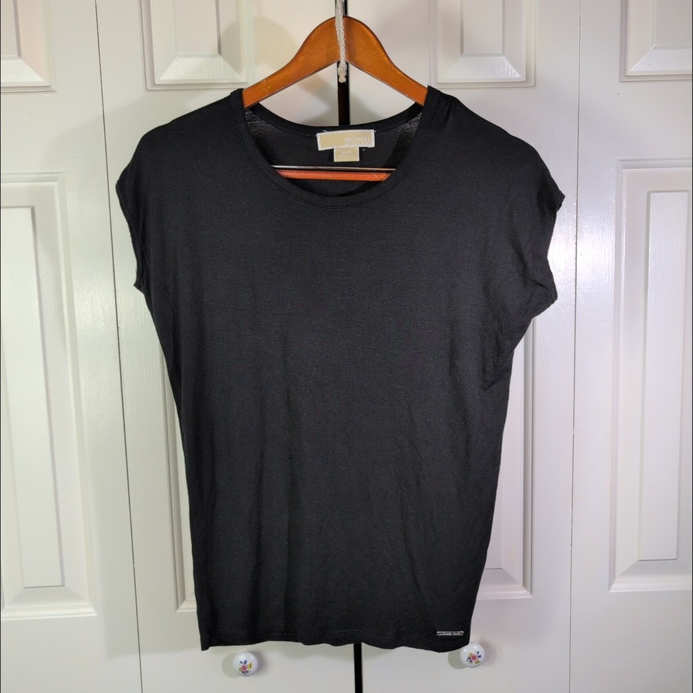 Michael Michael Kors Womens Black Rayon Blend Short Sleeve Top Size S RN111818